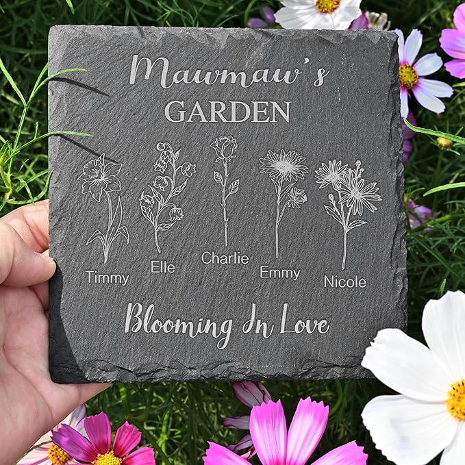 Personalized Garden Stone, Birth Flower Gifts, Custom Birth Month Flower, Mothers Day Presents, Gifts for Her, Mawmaw & Mom