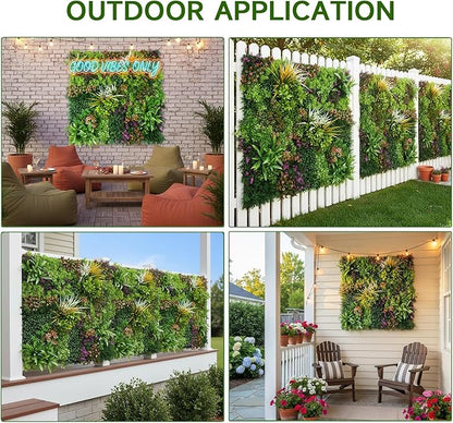 1PC 40"x 40" Artificial Grass for Wall, 3D Faux Boxwood Hedge Panels Green Wall Decor, Greenery Grass Wall Backdrop Panels for Indoor Outdoor Garden Backyard Ivy Privacy Fence Covering