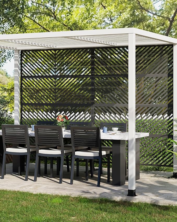 Hipicute 72" H×47" W Freestanding Metal Privacy Screen for Outdoor Patio - Heavy-Duty Rust-Resistant Decorative Fence Panel | Weatherproof Design | Patio Privacy Screen