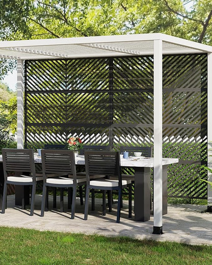 Hipicute 72" H×47" W Freestanding Metal Privacy Screen for Outdoor Patio - Heavy-Duty Rust-Resistant Decorative Fence Panel | Weatherproof Design | Patio Privacy Screen