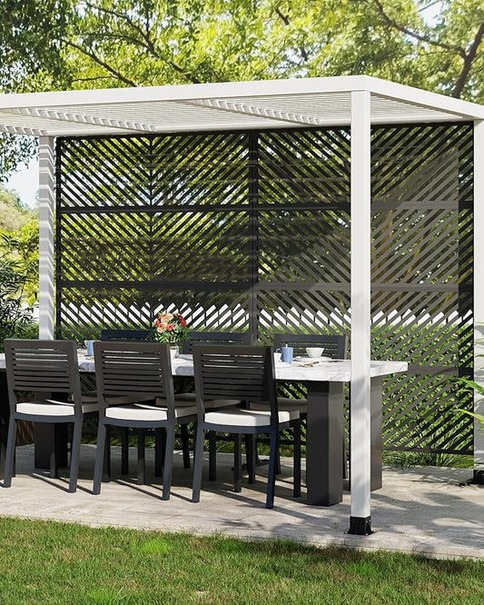 Hipicute 72" H×47" W Freestanding Metal Privacy Screen for Outdoor Patio - Heavy-Duty Rust-Resistant Decorative Fence Panel | Weatherproof Design | Patio Privacy Screen