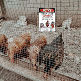 Funny Chicken Sign, Metal Chicken Coop Tin Signs, Notice Keep Gate Closed, Yard Sign Garage Farm Garden Wall Decor Sign Plaque Outdoor for Home Fence 8 X 12 Inches
