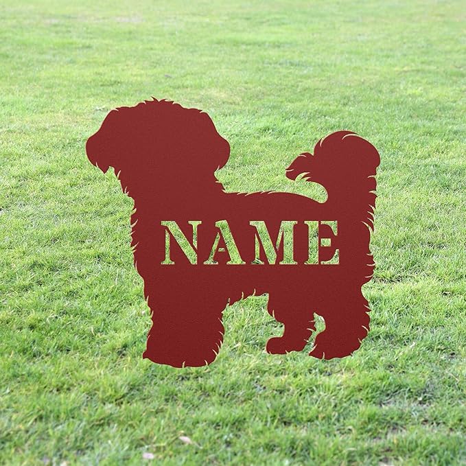 Custom Maltipoo Red Yard Statue Stake,Custom Maltipoo Dog Outdoor Garden Art Decor,Memorial Remembrance Sculpture for Yard Garden Porch Lawn Grassland Park Farm Flowerpot Decor.