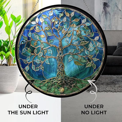 Tree of Life Suncatcher Stained Glass Window Hangings for Women Mom Red Birds Sun Catchers Colorful Ornament Bird Lovers Gift Gifts for Women Mom Wife