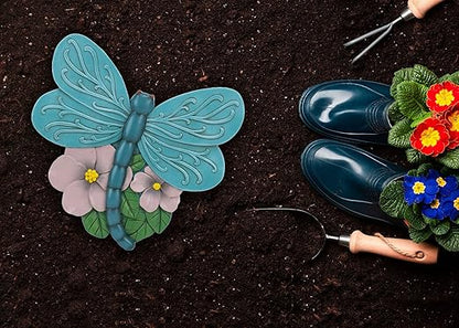 Magnolia Garden 12-Inch Sculpted Teal Dragonfly Decorative Stepping Stone – 3D Floral Resin Garden Walkway Tile – Vibrant Winged Insect Outdoor Accent