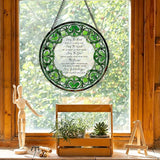 Irish Blessing Suncatcher Stained Glass Window Hanging, Irish Blessing Gifts Sun Catchers Indoor Window Glass Round Wall Decor, Ireland Gifts Wall Art Hanging Decorations, ＂7.8x7.8＂