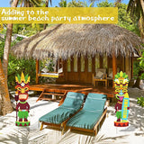 Queekay 2 Pcs Tiki Yard Sign Luau Hawaiian Tropical Party Decoration Outdoor Tiki Bar Sign with Stakes for Summer(Novelty Style)