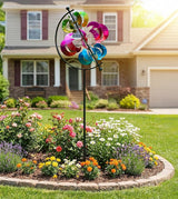 Large Kinetic Wind Spinner Outdoor Metal - 3D Wind Sculptures & Catchers with Stable Stake, Multi-Color Yard Art Decoration for Garden, Patio, Lawn, and Backyard