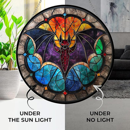 Bat Stained Glass Cat Sun Catcher, Wall Hanging Colored Decor Room Indoor Window Decor, Halloween, Christmas Hanging Ornament
