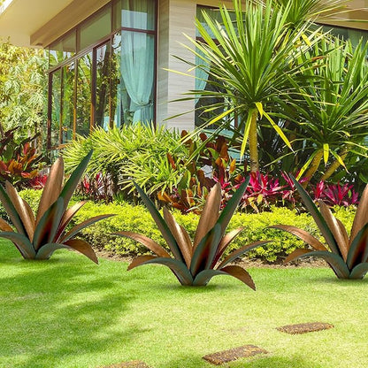 Metal Agave Plant Art Yard Large Tequila Rustic Sculpture Statue - Outdoor Decoration Agave Metal Plant Courtyard Garden Lawn Ornament Stakes Gift - 12 Leaves
