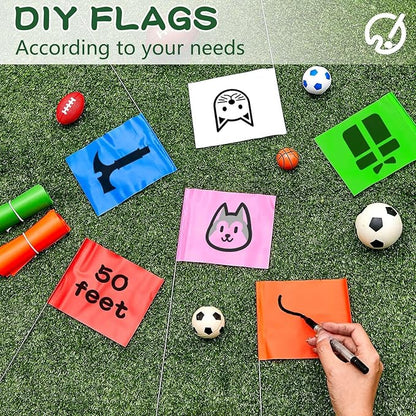 Amylove 300 Pcs Marking Flags 15 x 4 x 5 Inch Marker Flags for Lawn Yard Survey for Lawn Irrigation Landscape Fence Sprinkler Pet Training (Fresh Color)