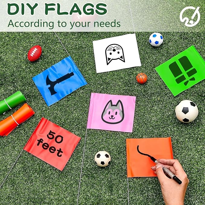 Amylove 540 Pcs Marking Flags 15 x 4 x 5 Inch Marker Flags for Lawn Yard Survey for Lawn Irrigation Landscape Fence Sprinkler Pet Training(Fresh Color)