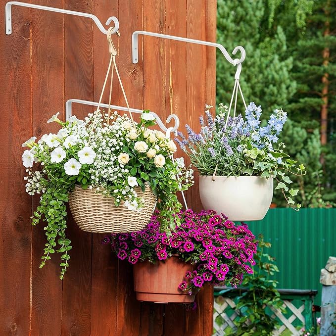 Aidoclip 2PCS Wall Mounted Plant Hanger, Indoor/Outdoor Decorative Hook for Hanging Plants, Windchime, Baskets – Rustic Iron Plant Holder, Ideal Wall Décor, Ceiling Hooks for Indoor Garden- (12in)