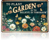 KORUBIA Garden Sign - Vintage Gardening Metal Signs for Outside - Patio Gardening Gifts for Women, Men, Plant Lovers, Gardeners - Home Fence Decor Outdoor Greenhouse Garden Signs - 12''x8'' Metal Sign