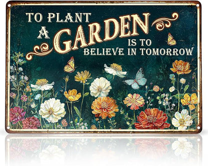 KORUBIA Garden Sign - Vintage Gardening Metal Signs for Outside - Patio Gardening Gifts for Women, Men, Plant Lovers, Gardeners - Home Fence Decor Outdoor Greenhouse Garden Signs - 12''x8'' Metal Sign