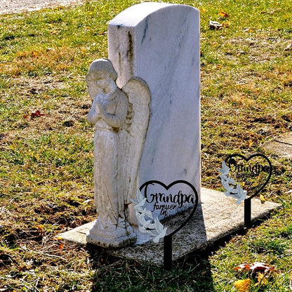 HPMAISON 11 inch Metal Grandpa Memorial Stake Grave Decorations for Cemetery Gravesite Sympathy Markers Waterproof Memorial Gifts for Loss of Grandfather Tombstones Plaque Outdoors Lawn Yard Decor