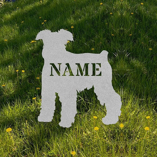 Miniature Schnauzer Silver Garden Statue Stake Custom Schnauzer Outdoor Yard Art Decor Memorial Remembrance Sculpture Statue for Yard Garden Porch Lawn Grassland Park Farm Flowerpot Decor.