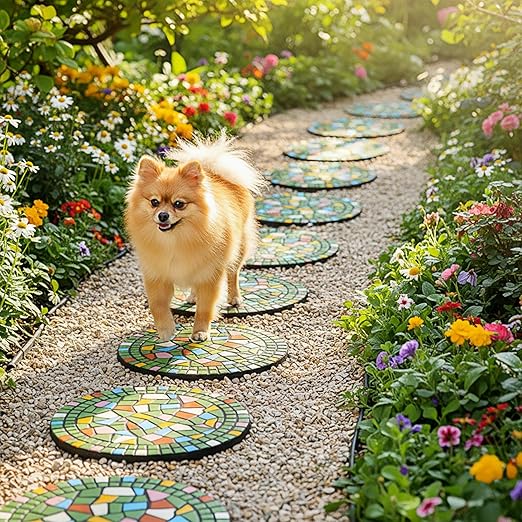 Paving Bricks for The Courtyard gate - Decorative Statues for The Entrance Path, Mosaic Stepping Stone - Garden Lawn Outdoor Decoration Stone 12 inches (Green)