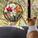 Stained Glass Window Hanging - Colorful Flower Suncatcher for Door Garden Home Decor Wildflowers Sun Catcher Christmas Birthday for Friend Lovers Women Mom Nana 7.8 in