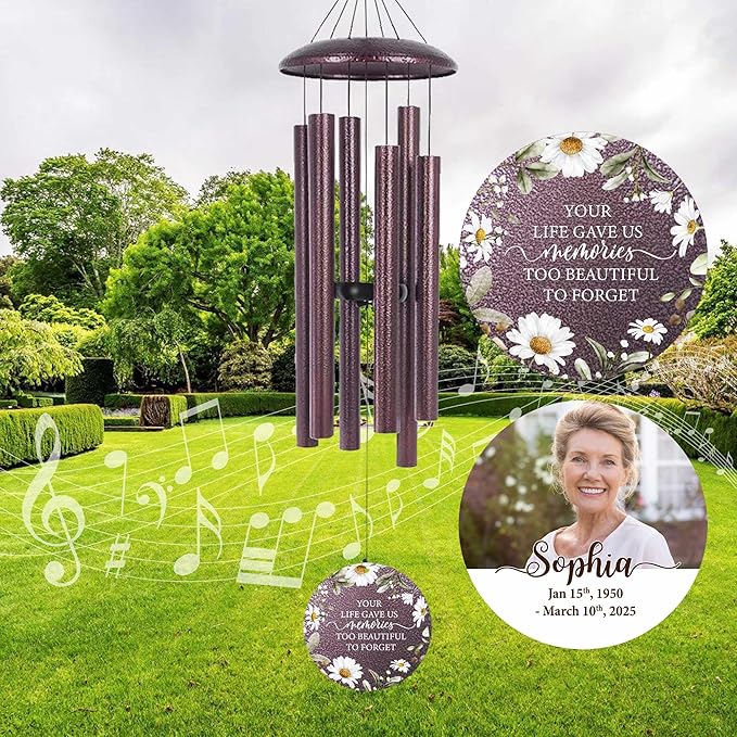 ASTARIN Personalized Deep Tone Wind Chime Memorial, Customized Sympathy Wind Chimes, Memory Wind Chimes for Loved Ones Lost, Bereavement Gifts Windchimes Outdoor, Produced in USA