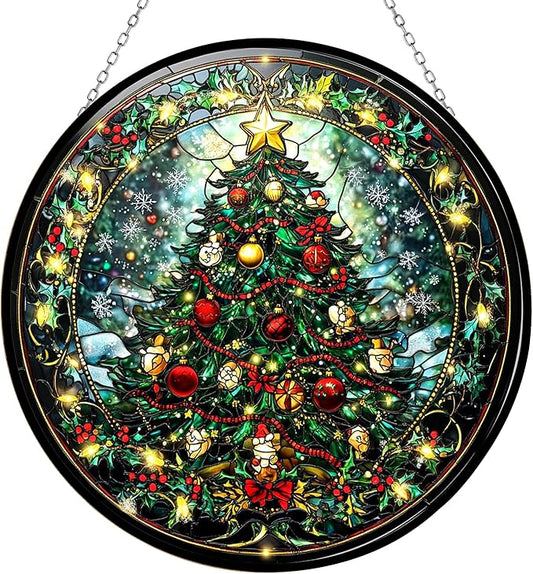 Customized Christmas Tree Stained Glass Window Hanging by Clare Donovan, Stained Glass Suncatcher for Women, Window Decor Perfect Home Décor