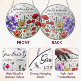 FLAGWIX Grandma Birthday Gifts - Grandmas Garden Stained Glass Window Hanging with Base 10 in - Birthday Gift for Grandma, Grandparents Day Gifts for Nana Gigi, Sun Catchers Indoor Window