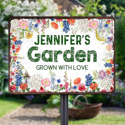 Personalized Metal Signs with Name Made in USA Custom Vintage Garden Sign Waterproof Vintage Decorative Metal Print for Wall Decor Customized Home Garden Ideas Gifts Artwork Prints for Yard Ourdoor