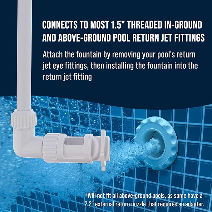 U.S. Pool Supply Swimming Pool Waterfall Spray Fountain - Adjustable Sprinkle Distance, Pool Spray Aerator Cools Water Temperature - In-Ground & Above-Ground Pools, Ponds, Fun Outdoor Yard Decoration