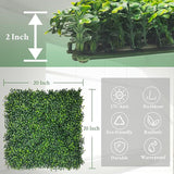 Artificial Boxwood Panels,20"x 20"(12P) 4-Layer Leaf UV-Protected Grass Wall Backdrop Panels for Outdoor, Indoor, Garden&Fence Covering Privacy, Backyard and Decor