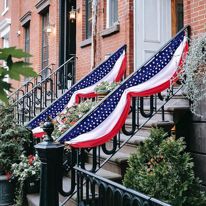 Wehhbtye 2PCS Patriotic Bunting Decorations-8.9x2.5 Feet 4th of july Outdoor Hanging Banner Flag,American Stars and Stripes Independence Day Flag for Memorial Day Porch Labor Day Yard Outside Party