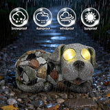 Outdoor Garden Decor Solar Dog Statue & Sculpture, Cute Dog Garden Statue, Solar Yard Decorations for Lawn Patio Front, Stone Resin Figurine ldeal Gift for Mom