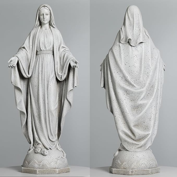 BC Catholic Our Lady of Grace Virgin Mary Statue, 24" H Holy Mother Statue for Garden, Mother Mary Décor for Outdoor Yard Patio Lawn Hallway, Religious Gift, Handpainted by Buildclassic