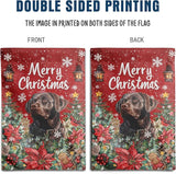 Christmas Chocolate Lab Garden Flag Merry Christmas Labrador Dog Yard Flag for Outside Xmas Flags 12x18 Double Sided Red Poinsettia Garden Flags Winter Porch Outdoor Decor