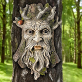 Teaeeno Whimsical Tree Face Garden Decoration, 11.8 in Tree Faces Decor Outdoor Wallmounted Statue Art with Leaf Features, Outdoor Decor Garden Accessory (Outdoors and Nature)