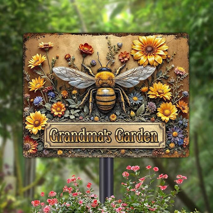 Personalized Metal Signs with Name Made in USA Custom Bee Garden Sign Decorative Metal Print for Wall Decor Customized Home Garden Ideas Gifts Artwork Prints for Yard Ourdoor