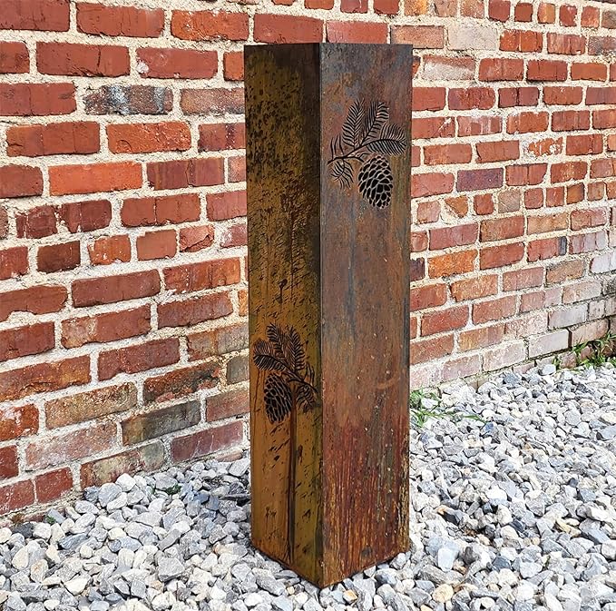 Pinecone Garden Column - Garden Decor - Garden Statue - Well Cover - Landscape Light Cover - Utility Box Cover - Outdoor Furniture and Decor (48" T x 11" W x 11" D)