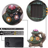 TERESA'S COLLECTIONS Garden Decor, Turtles Garden Decor, Family Tortoises with Solar Light, Waterproof Resin Garden Statue, Turtles Gifts Birthday Gifts for Women Mom, 7"