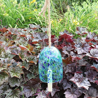 Sunnydaze Natural Melody Wind Bell - Painted Glass Wind Chime Bell for the Patio, Deck, or Porch - 7.5" - Blue Freeze