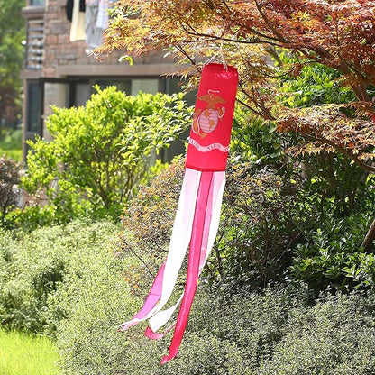2 Pack Marine Corps WindSock Flag,WindSock Stripes Wind Socks For Yard And Garden Flag,Front Porch Hanging Waterproof Suitable For Every Season,60Inch.