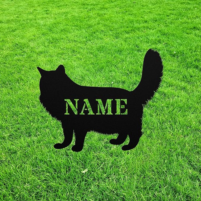 Personalized Maine Coon Yard Statue Stake,Custom Metal Outdoor Art Decor,Memorial Remembrance Sculpture Figurine Figure Silhouette for Yard Garden Porch Lawn Grassland Park Farm Flowerpot Decor.