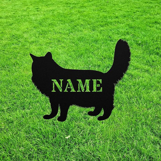 Personalized Maine Coon Yard Statue Stake,Custom Metal Outdoor Art Decor,Memorial Remembrance Sculpture Figurine Figure Silhouette for Yard Garden Porch Lawn Grassland Park Farm Flowerpot Decor.