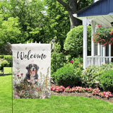 Floral Bernese Mountain Garden Flag Spring Summer House Flags 28 x 40 Double Sided Flower Dog Yard Flags for Outside Large Outdoor Welcome Flags