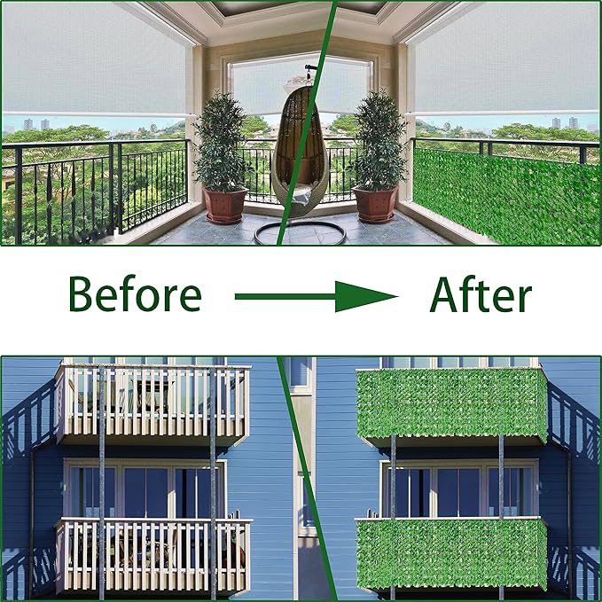 ODTORY Artificial Ivy Privacy Fence Wall Screen: 48X120 in UV-Anti Faux Greenery Backdrop Ivy Vine Leaf Hedges Fence Panels for Patio, Balcony, Garden, Backyard Indoor Outdoor Light Green Decor