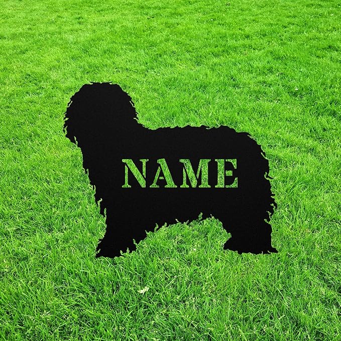 Personalized Bergamasco Shepherd Yard Statue Stake,Custom Metal Outdoor Garden Art Decor Memorial Remembrance Sculpture Figurine for Yard Garden Porch Lawn Grassland Park Farm Flowerpot Decor.