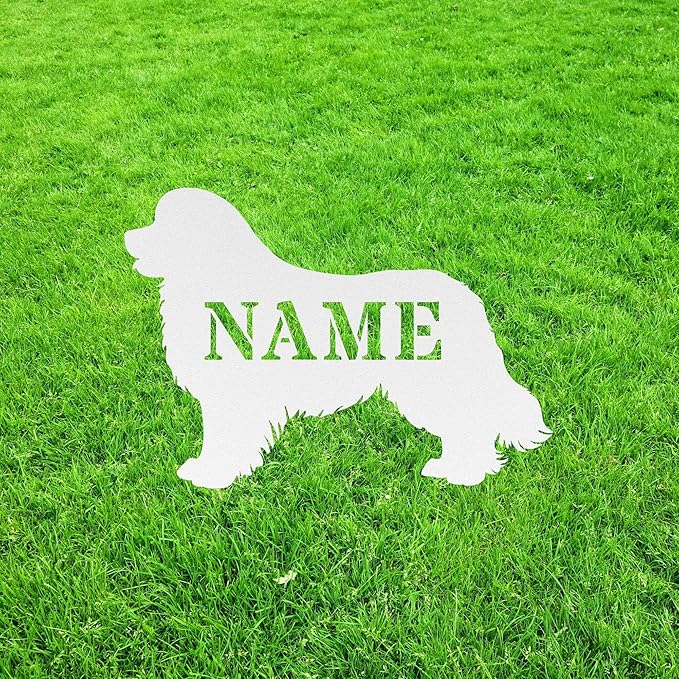 Custom Newfoundland Dog White Garden Statue Stake,Custom Newfie Outdoor Yard Art Decor,Memorial Remembrance Sculpture Statue for Yard Garden Porch Lawn Grassland Park Farm Flowerpot Decor.