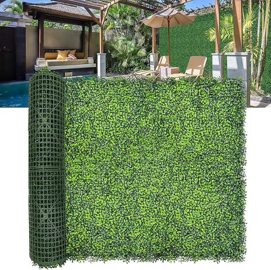 Artificial Boxwood Roll Panels: 40"x 140"(39.2 SQFT) UV-Anti Faux Ivy Leaves Grass Wall for Patio Balcony Privacy, Garden, Backyard Greenery Wall Backdrop and Fence Decor