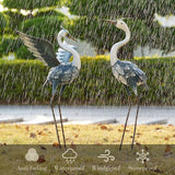 TERESA'S COLLECTIONS Yard Decorations Outdoor Garden Statues, Blue Metal Crane Yard Art, 25-26" Lawn Ornaments for Backyard,Outside Porch,Patio,Heron Decoy Bird Garden Decor,Set of 2,Gifts for Mom