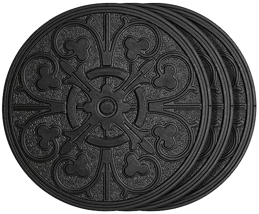 HF by LT Rubber Compass Scroll Garden Stepping Stone, 11-3/4 inches, Black, Set of 3