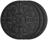 HF by LT Rubber Compass Scroll Garden Stepping Stone, 11-3/4 inches, Black, Set of 3