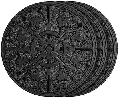 HF by LT Rubber Compass Scroll Garden Stepping Stone, 11-3/4 inches, Black, Set of 3